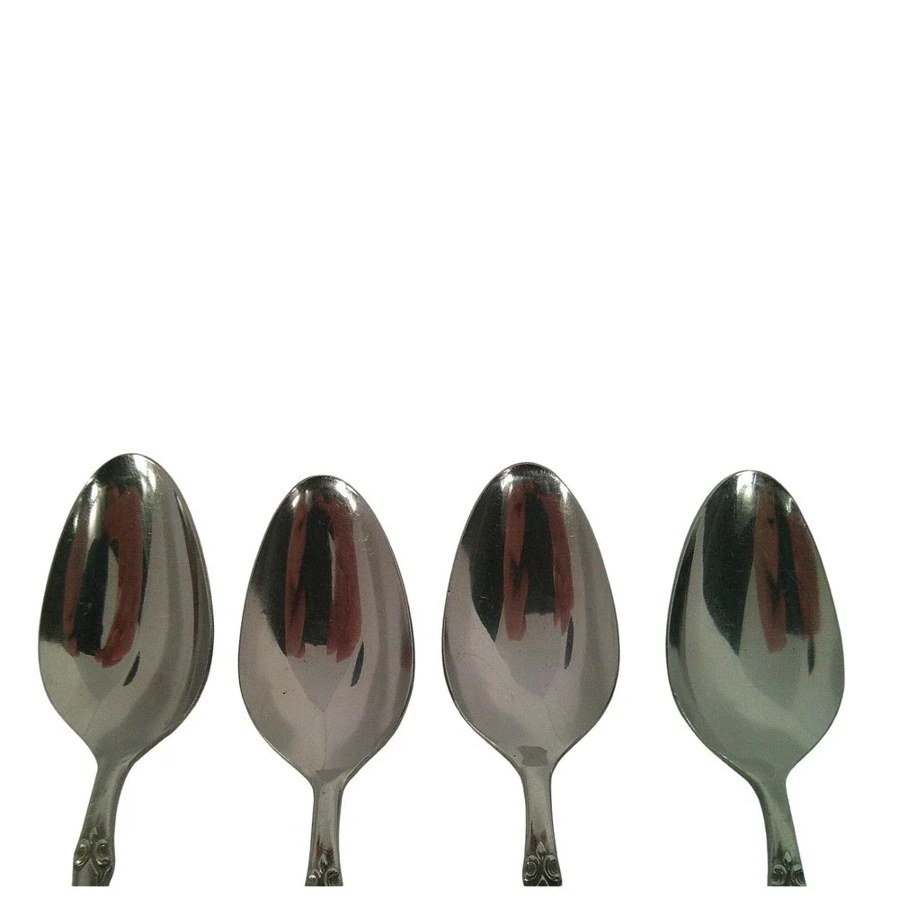 Set 4 EKCO Eterna Mary Ellen Spoons Japan Stainless Steel Vintage Flatware 6.25